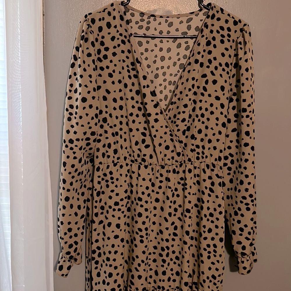 Shein maxi brown dalmatian print dress